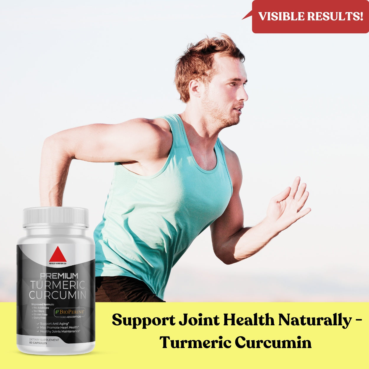 Powerful Turmeric Curcumin Supplement with BioPerine | 60 capsules-Herblif Nutrition USA
