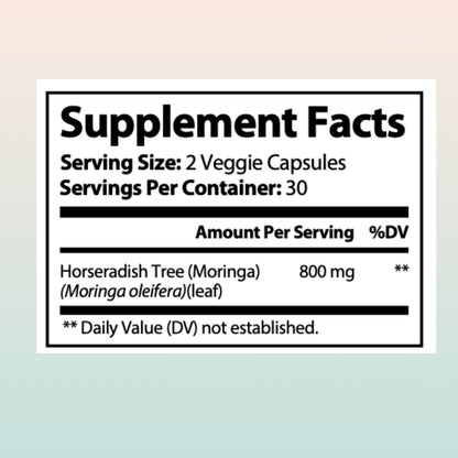 Moringa Oleifera Capsules - Organic & Natural Superfood for Immune Support, Energy Boost | 2-Pack