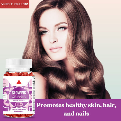 Premium Skin, Hair, Nails Gummies with Biotin, Collagen - Supports Healthy Hair Growth, Glowing Skin, and Strong Nails - 60 Gummies