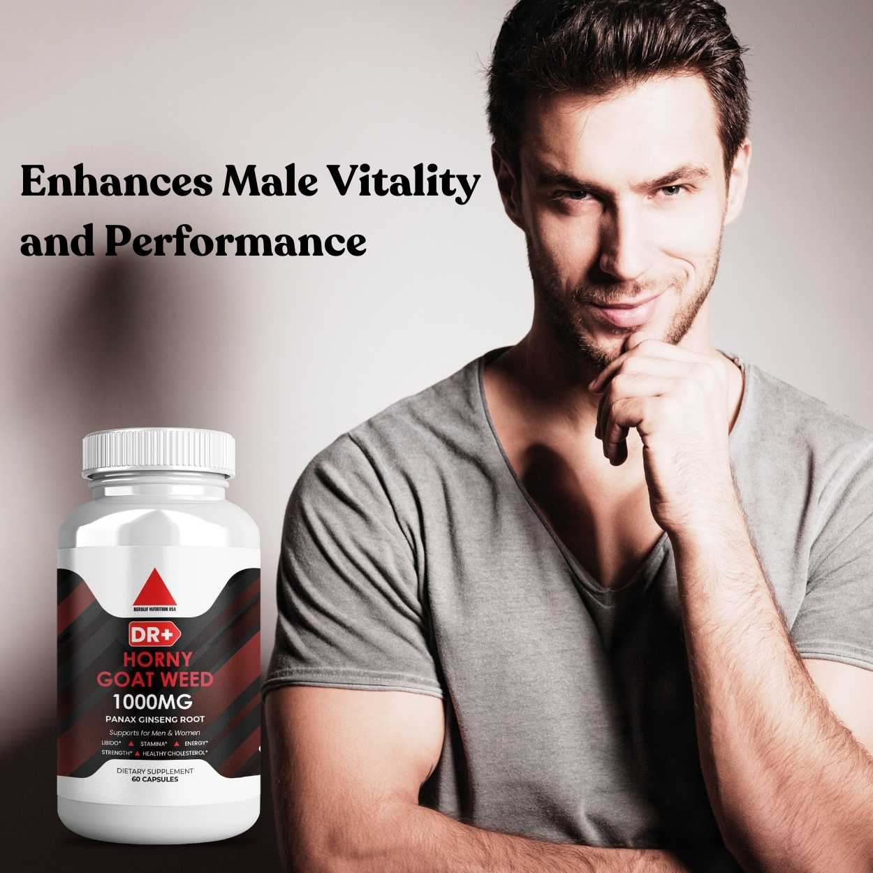 Male Performance Boost - Natural Testosterone Booster with Horny Goat Weed Extract | 3-Pack - Herblif Nutrition USA