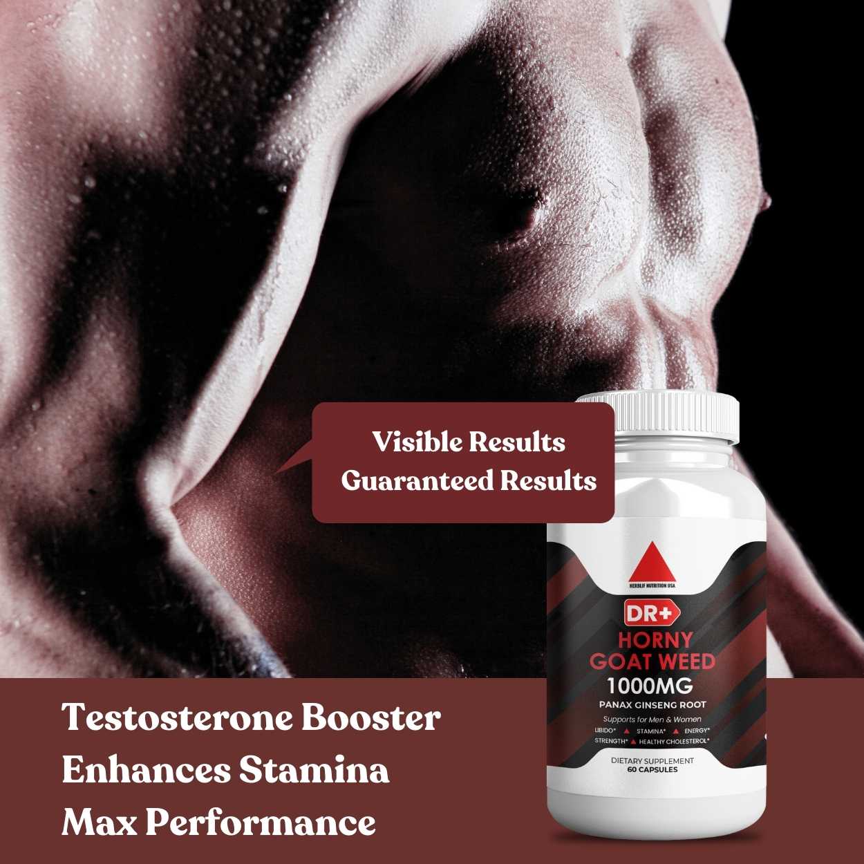 Male Performance Boost - Natural Testosterone Booster with Horny Goat Weed Extract | 3-Pack - Herblif Nutrition USA