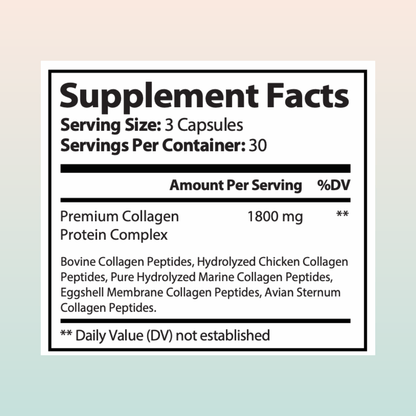 Multi Collagen Pills Hydrolyzed Collagen Peptides | 90 Capsules - Herblif Nutrition USA
