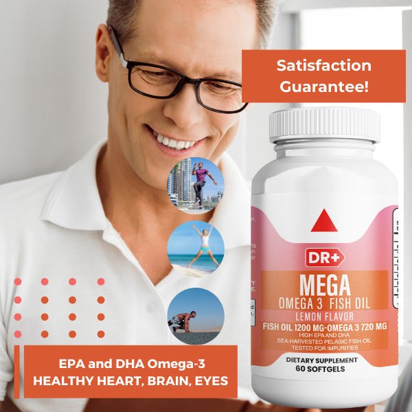 Omega 3 Fish Oil 3X Strength 2400 mg EPA & DHA for Heart Health - Herblif Nutrition USA