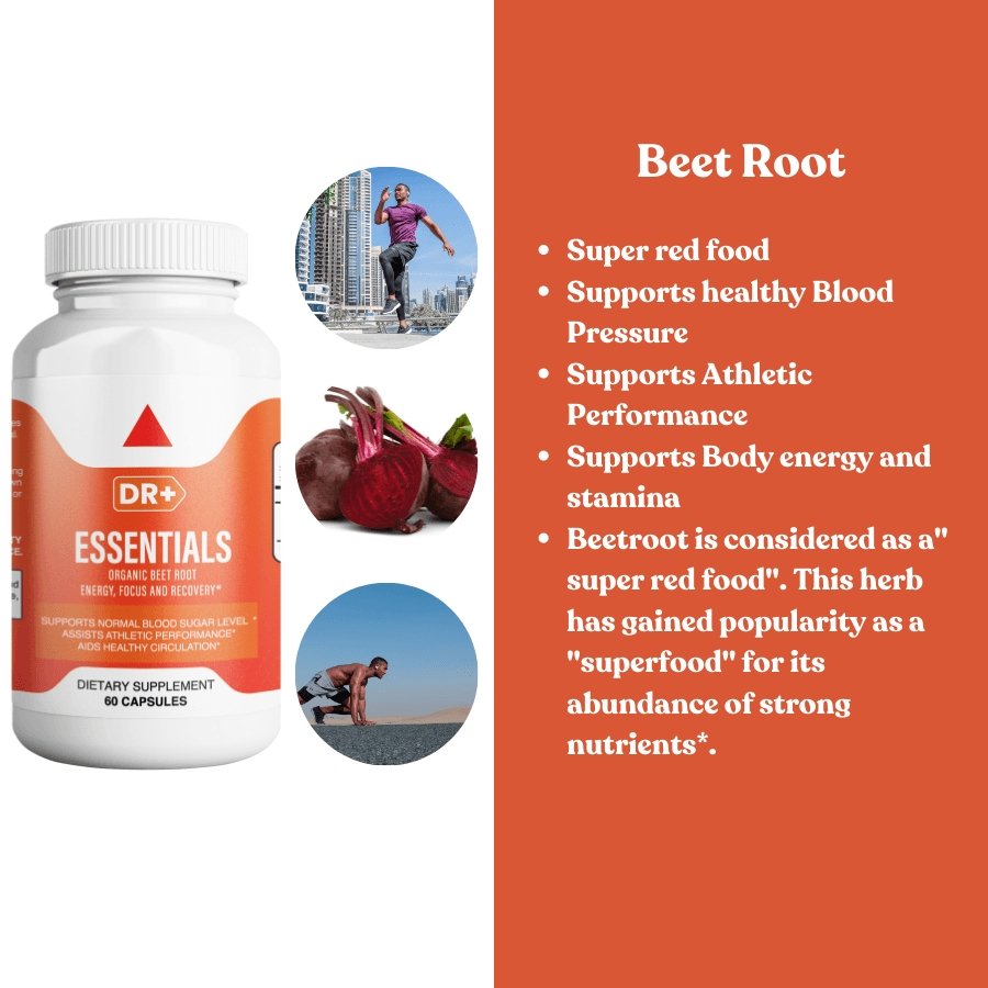 Organic Beet Root Powder Capsule 1300mg for Cardiovascular, Blood Pressure, Energy - Herblif Nutrition USA