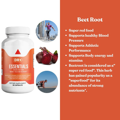 Organic Beet Root Powder Capsule 1300mg for Cardiovascular, Blood Pressure, Energy - Herblif Nutrition USA