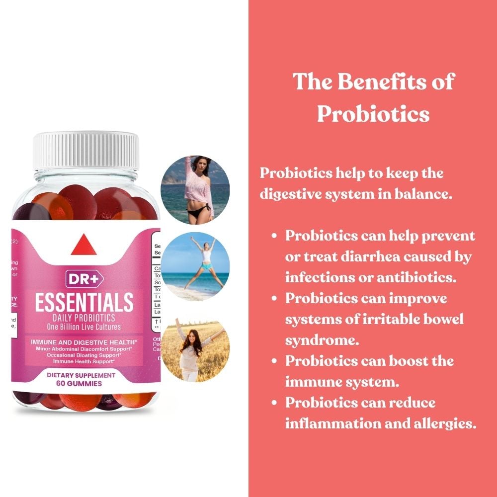 Probiotic Gummies 1 Billion CFU Gas & Bloating Relief, Digestive Support (2-Pack) - Herblif Nutrition USA