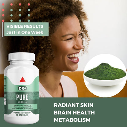 Pure Chlorella Capsules - Broken Cell Wall, Superfood, Detox, Eliminate Free Radicals - Herblif Nutrition USA