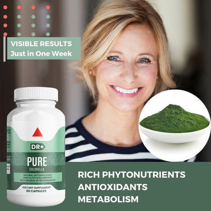 Pure Chlorella Capsules - Broken Cell Wall, Superfood, Detox, Eliminate Free Radicals (2-Pack) - Herblif Nutrition USA