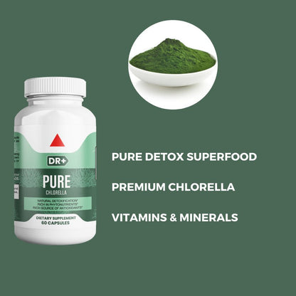 Pure Chlorella Capsules - Broken Cell Wall, Superfood, Detox, Eliminate Free Radicals (3-Pack) - Herblif Nutrition USA