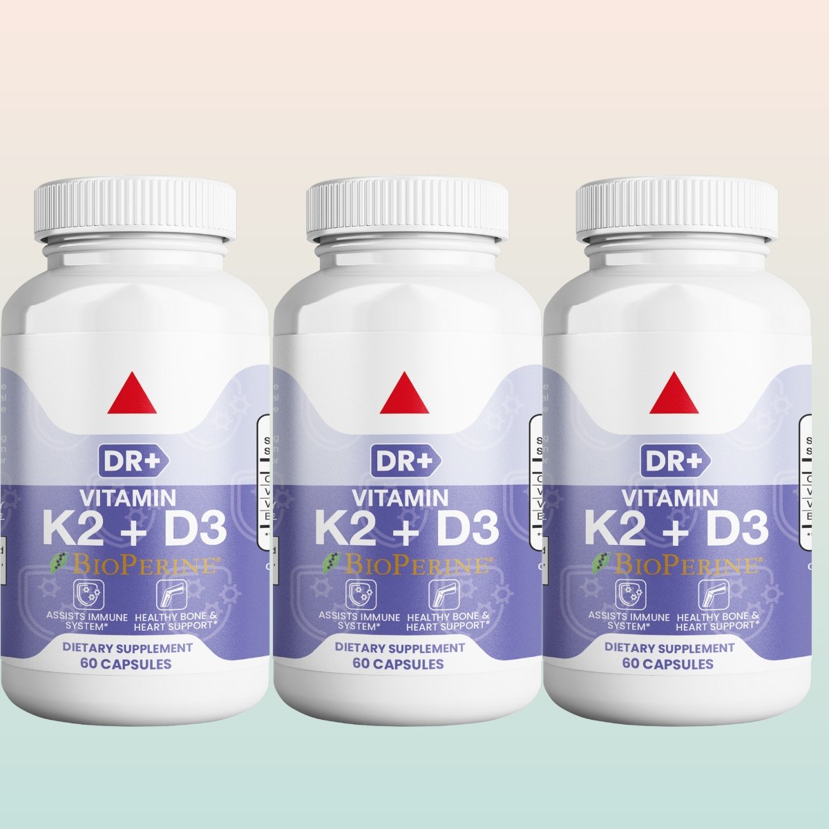 Vitamin K2 (MK7) with D3 5000 IU Supplement for Immune System | 3-Pack